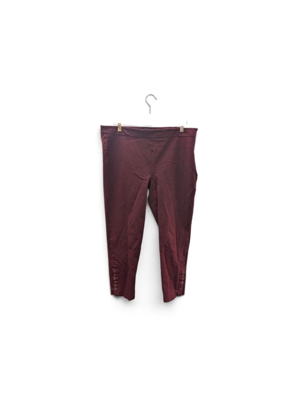 Talbots Chatham Pants Womens 16P Red Ankle Twill Stretch Button Hem Side Zip